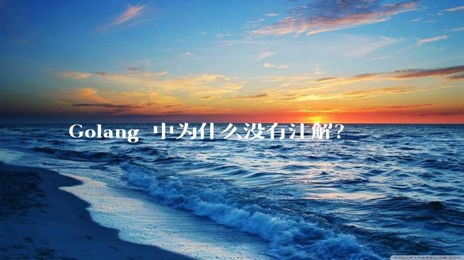 Golang 中为什么没有注解？